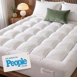 Niagara Sleep Solution Cloud-Like Full Non-Slip Mattress Topper - 100% Cotton Top Mattress Pad for Back Pain Relief - Extra-Grip, Breathable & Naturally Cooling for Hot Sleepers, White