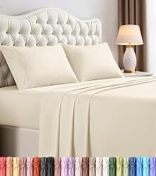 Utopia Bedding California King Size Sheet Set – 4 Piece Bed Sheets, Soft and Breathable Microfiber, Includes 1 Fitted Sheet, 1 Flat Sheet and 2 Pillowcases – Oeko Tex (Ivory)