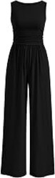 PRETTYGARDEN One Piece Jumpsuits for Women Dressy Casual Sleeveless Crewneck Wide Leg Rompers Jumpers Vacation Summer Outfits