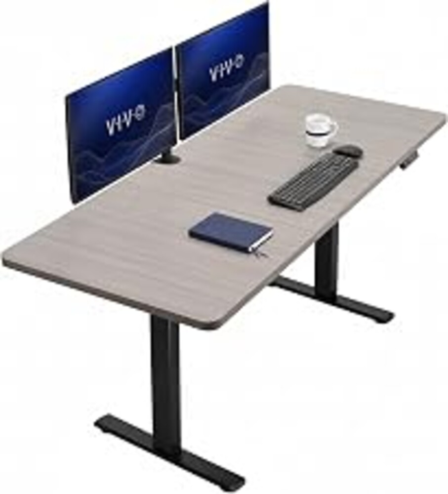 VIVO Dark Gray 71 x 30 in Stand Up Desk, DESK-KIT-1B7G | Electric, Holds 220 lbs, Sit Stand, Height Adjustable Table, Home and Office Furniture Sets, 1B Series, Black Frame