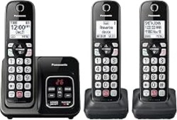 Panasonic Cordless Phone with Answering Machine, Advanced Call Block, Bilingual Caller ID and High-Contrast Display, Expandable System with 3 Handset Cordless Telephones - KX-TGD833M (Metallic Black)