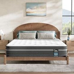Povirt Queen Mattress 12 Inch in a Box, Hybrid Queen Mattress with Memory Foam & Individual Pocket Springs, Medium Firm Queen Size Mattresses for Motion Isolation & Pressure Relief, CertiPUR-US