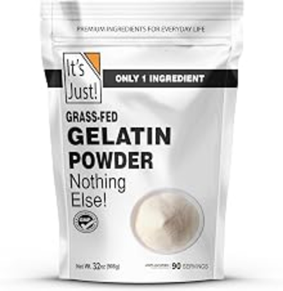 It's Just - 100% Gelatin Powder (2lb) Unflavored, Heavy Metal Tested, Grass-Fed Bovine (Beef) Source, Non-GMO, Keto Friendy, Perfect for Marshmallows, Gummies, Desserts, 32oz