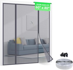TheFitLife Fiberglass Magnetic Screen Door - Heavy Duty Mesh with Full Frame Hook and Loop Powerful Magnets That Closure Automatically, Door Screen Mesh Net
