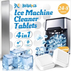 Bellaluce Ice Machine Cleaner Tablets Descaler (32 Pack) – Nickel-Safe Countertop Portable Commercial Ice Maker Cleaning – Remove Hard Water Buildup, Odor-Free, Crystal Clear Ice
