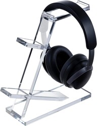 MyGift Premium 10mm Thick Clear Acrylic Gaming Headphone Headset Stand with 2 Controller Holder, Tabletop Universal Storage Rack for Game Accessories