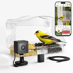 Waterproof Smart Window Bird Feeder with Camera & AI Bird Identifier, 2K HD Auto-Capture Video, Window Mounted with Strong Suction Cups, Unique Gift for Elderly Parents & Birding Lovers