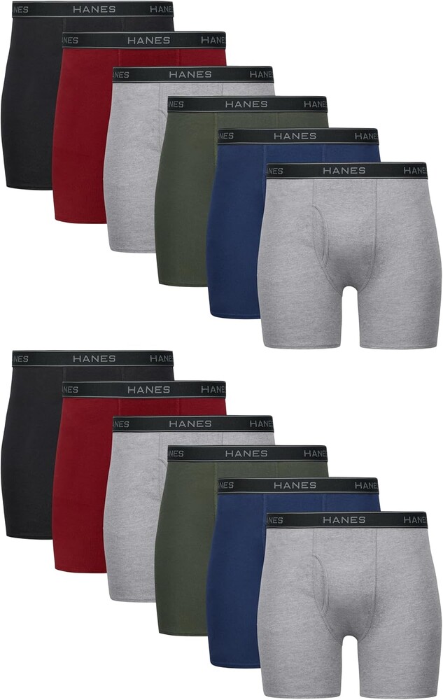 Hanes mens Underwear Boxer Briefs Pack, Cool & Breathable Cotton Moisture-wicking Underwear for Men, No Ride Up