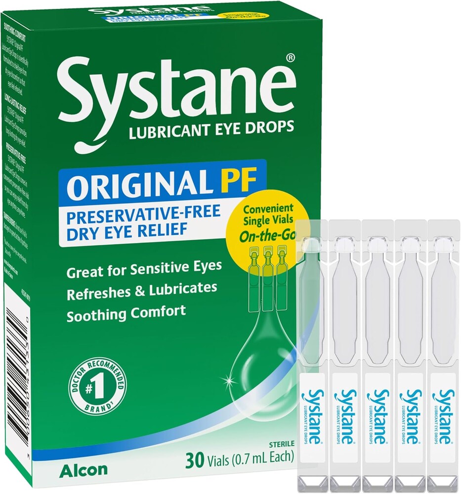 Systane Original Preservative-Free Lubricating Eye Drops for Sensitive Eyes, 30 Ct, Single Use Vials, Soothing Comfort, Sensitive, Dry Eye Relief, Refresh & Lubricate for On-The-Go Dry Eye Relief