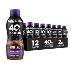 Optimum Nutrition 40g Protein Shake, 40g of Protein, Naturally Flavored, Complete Protein Drink, Chocolate, 14 Fl Oz, 12 Count (Pack of 1) (Packaging May Vary)