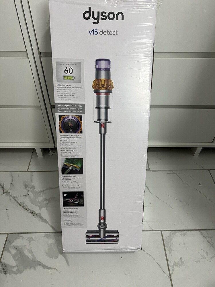 Dyson V15 Detect Cordless Stick Vacuum Cleaner - Yellow/Nickel (447261-01)