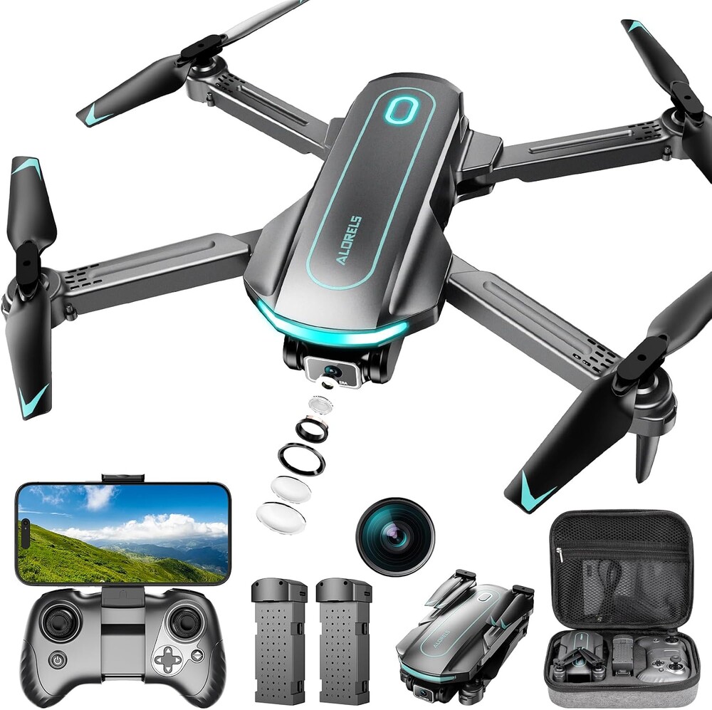 Drone with Camera for Adults and Beginners, 1080P HD FPV Foldable Mini Drones for Kids, 2 Batteries, Carrying Case, Trajectory Flight, Gravity Control, One-Key Takeoff/Landing, 360° Flip, Gift for Boy