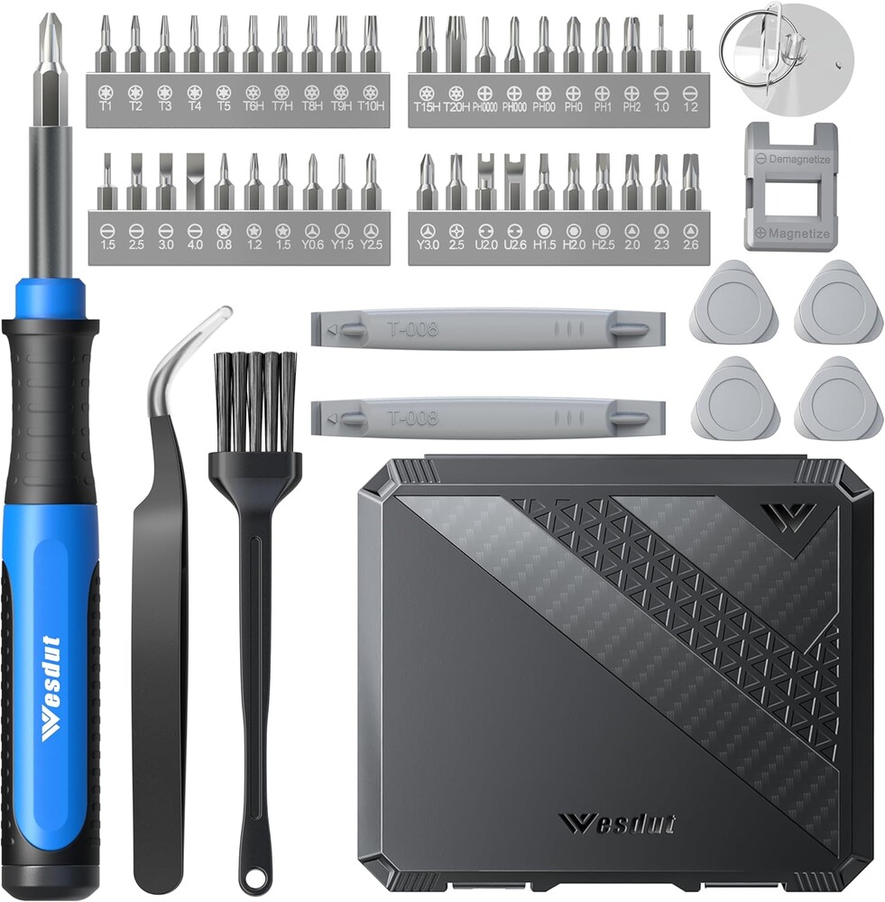 Wesdut 52in1 Small Precision Screwdriver Set with torx, Mini Screw Driver Set, Magnetic Repair Tool Kit for Phone, Computer, Laptop, PS4 PS5, Xbox, Switch, Eyeglasses, Watch, Electronic, Gifts for Men