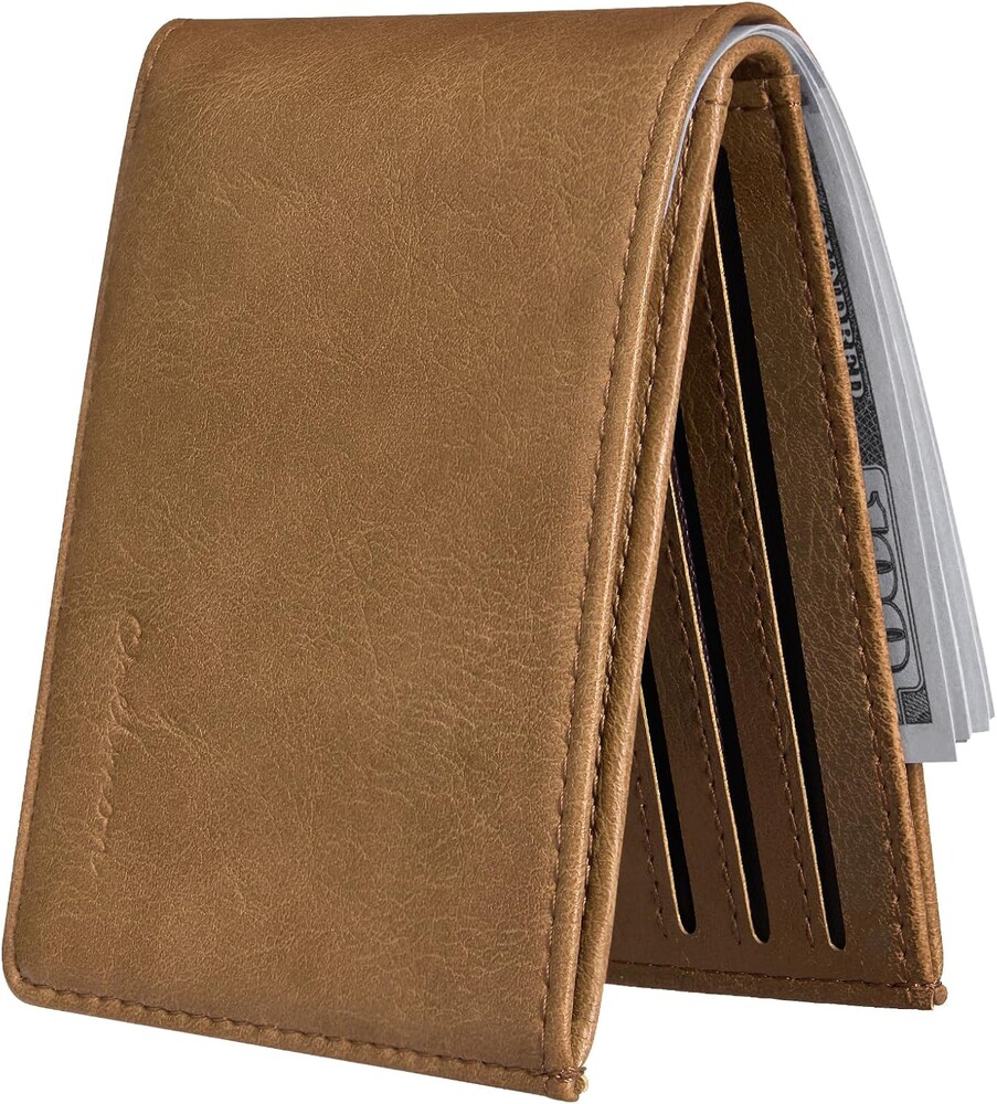 Chelmon Slim Wallet for Men ID Window with RFID Blocking Front Pocket Minimalist Bifold Bussiness Card Holder Gift for Men