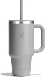 Hydro Flask Travel Tumbler with Handle, Lid and Straw - Insulated Stainless Steel in 32 Oz Tonal Birch Gray