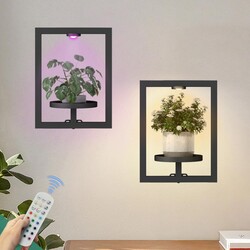 Hershii Wall Planters for Indoor Plants Wall Plant Holder For Indoor plant wall hanger Living Room, Plant Stand Outdoor, Window Plant Shelf Indoor Wall Decor (2ps With Light Black)