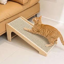 PETKARAY Sisal Cat Scratcher Ramp, L Shaped Scratching Post and Scratch Pad for Indoor Cats, Couch Furniture Protector, Chevron