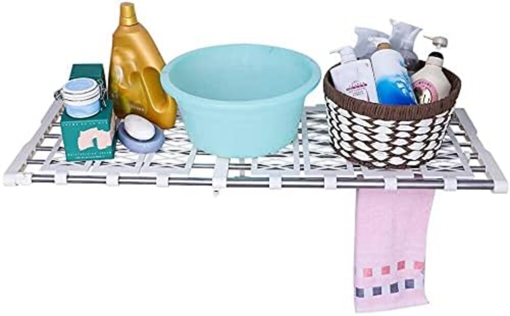 Hershii Tension Shelf Expandable Closet Organizer Adjustable Rod Heavy Duty Hanging Rail Rustproof DIY Storage Rack 4-Bar Extention with Gaskets for Garage Bathroom Kitchen Bedroom Wardrobe | Heavy Duty Hanging Rail, Rustproof, DIY Storage Rack, 4-Bar Ext