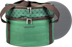 Pie carrier, casserole carrier with holder, double round insulated bag, casserole carrier for hot and cold foods (Green)