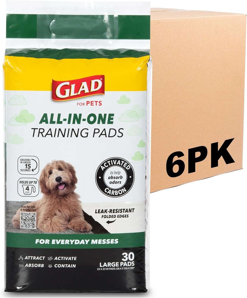 Glad for Pets Black Charcoal Puppy Pads - Super Absorbent Disposable Dog Pee Pads, Potty Training Pads, and Pet Supplies - Dog Pee Pads for Crate Training and Indoor Use 23" x 23" - 150 Count