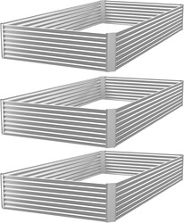 3pcs Galvanized Raised Garden Bed Outdoor,Above Ground Garden Bed for Vegetable,Metal Raised Beds for Flower,Steel Raised Beds for Gardening - 4x2ft