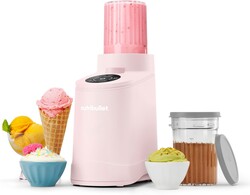 nutribullet Chill Ice Cream Maker, for Gelato, Sorbet, Frozen Yogurt, Smoothie Bowls, Compact Size, (2) Dishwasher Safe 16 oz. Pint Cups with Lids, Cotton Candy Pink, NBD50100CCP
