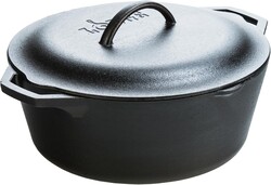 Lodge Cast Iron Dutch Oven 7 Quart - Loop Handle Cooking Vessel - Even Heat Retention - Oven-Safe, Versatile Pot