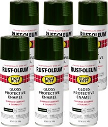 Rust-Oleum 369183-6PK Stops Rust Spray Paint, 12 oz, Gloss Cypress, 6 Pack