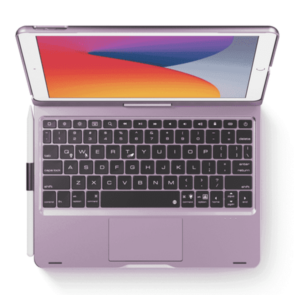 edaiser Swivel Keyboard Case Compatible with iPad 10.2 inch 9th 8th 7th, iPad Air 3rd, iPad Pro 10.5 2nd Gen; Wireless Rotatable Cover with Pencil Holder, Trackpad, RGB Backlit, Metallic Purple