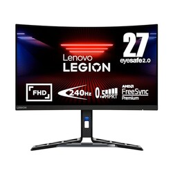 Lenovo Legion R27fc-30 Gaming Monitor, 27" FHD Curved, 280Hz, 0.5ms MPRT, AMD FreeSync, VESA Adaptive Sync, Lift/Tilt/Pivot/Swivel Stand, HDMI 2.1 and DisplayPort 1.4, 350 nits, Raven Black