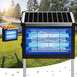 Solar Bug Zapper Outdoor, 4500V Solar Mosquito Zapper for Outdoor & Indoor, 1/2 Acre Coverage Cordless Rechargeable Electric Fly Zapper, IPX5 Waterproof Mosquito Traps for Backyard, Patio, Camping