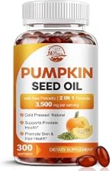 Pumpkin Seed Oil with Saw Palmetto, 3500mg Max Strength per Serving, 300 Softgels, Cold-Pressed with Essential Fatty Acids & Phytosterols, Supports Immune, Hair, Bladder & Prostate Health
