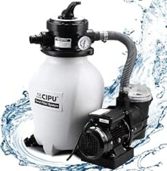 CIPU 12-inch Sand Filter Pump System Handy 4-Way Valve for Above Ground Swimming Pools with Prefilter Pool Pump 115V 6-Foot Cord to Easy Installation SFPS12501