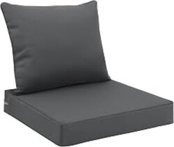 Favoyard Outdoor Seat Cushion Set 24 x 24 Inch Waterproof & Fade Resistant Patio Furniture Cushions with Removable Cover Deep Seat & Back Cushion with Tie Straps for Chair Sofa Couch