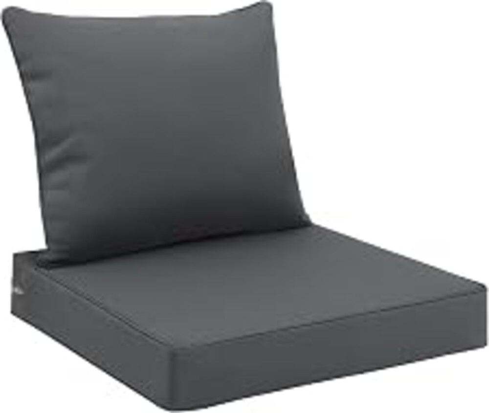 Favoyard Outdoor Seat Cushion Set 24 x 24 Inch Waterproof & Fade Resistant Patio Furniture Cushions with Removable Cover Deep Seat & Back Cushion with Tie Straps for Chair Sofa Couch