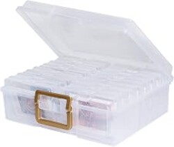 novelinks Photo Storage Box and 16 Inner 4" x 6" Photo Storage Containers | 1Pack Clear, Photo Albums 4x6 Pictures, Photo Organizers and Storage, Card Game Storage, Task Boxes for Special Education