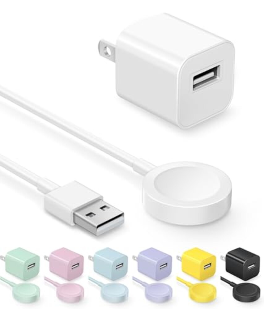for Apple Watch Charger, Magnetic Fast Charger to USB A Cable 3.3FT with USB A Wall Plug Adapter for Apple iWatch Series Ultra/10/9/8/7/6/SE/5/4/3/2 (White)