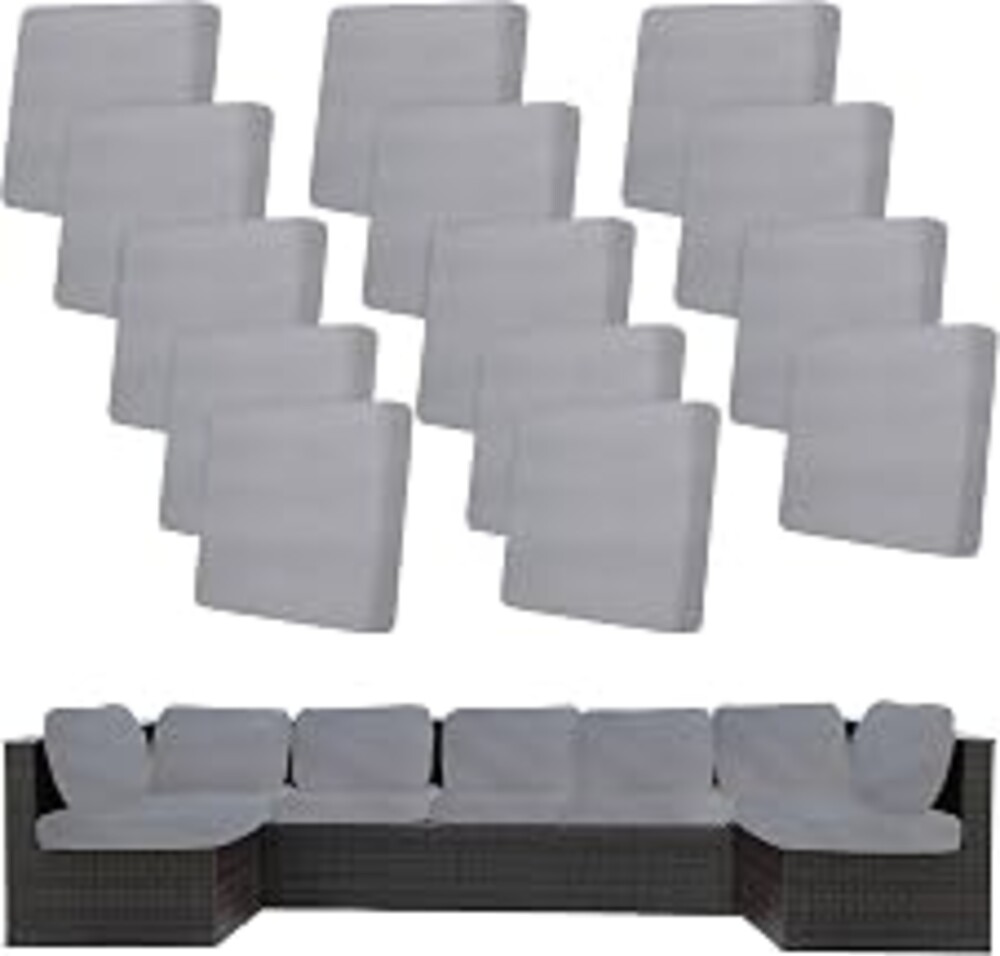 BIETYONE 14Pcs Stretch Patio Cushion Covers,Outdoor Couch Covers Replacement,Outdoor Couch & Sofa Slipcovers,for Patio Furniture Cushion Covers,Washable Reusable Furniture Protector (Grey,Cover Only)