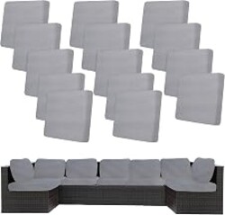 BIETYONE 14Pcs Stretch Patio Cushion Covers,Outdoor Couch Covers Replacement,Outdoor Couch & Sofa Slipcovers,for Patio Furniture Cushion Covers,Washable Reusable Furniture Protector (Grey,Cover Only)
