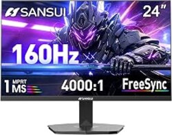 SANSUI 24" 1ms 160Hz Gaming Monitor, FHD 1080P Computer Screen, FreeSync Sync, 4000:1 Contrast, 110% sRGB, HDMI & DP Ports, VESA Mount, Cable Included