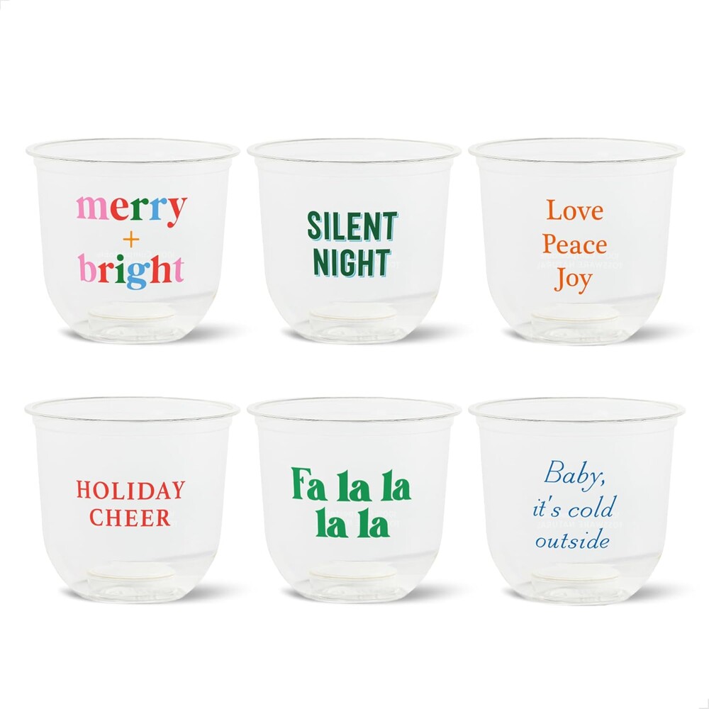 TOSSWARE NATURAL 12oz Arc -Holiday Sip and Sing - Plant Based 98mm Cups - Plastic Alternative for Parties, Bachelorettes, Weddings - Recyclable Theme Cold Cups - Set of 24