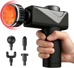 Massage Gun with Heat, Mini Handheld Massager for Home & Travel, Quiet, Lightweight & Portable,Powerful Full Body Electric Massager Tool for Men and Women, (Black)