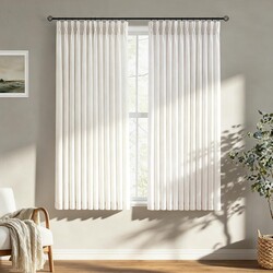 Linen Pinch Pleated Curtains 63 Inch Length for Living Room Dining Room Natural Light Beige Birch Light Filtering Privacy Cottage Window Drapes Track System Back Tab Hanging 2 Panels Set