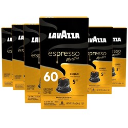 Lavazza Espresso Maestro Lungo Aluminum Capsules Compatible with Nespresso* Original Machines, Light Espresso Roast, 100% Arabica (60 Capsules)