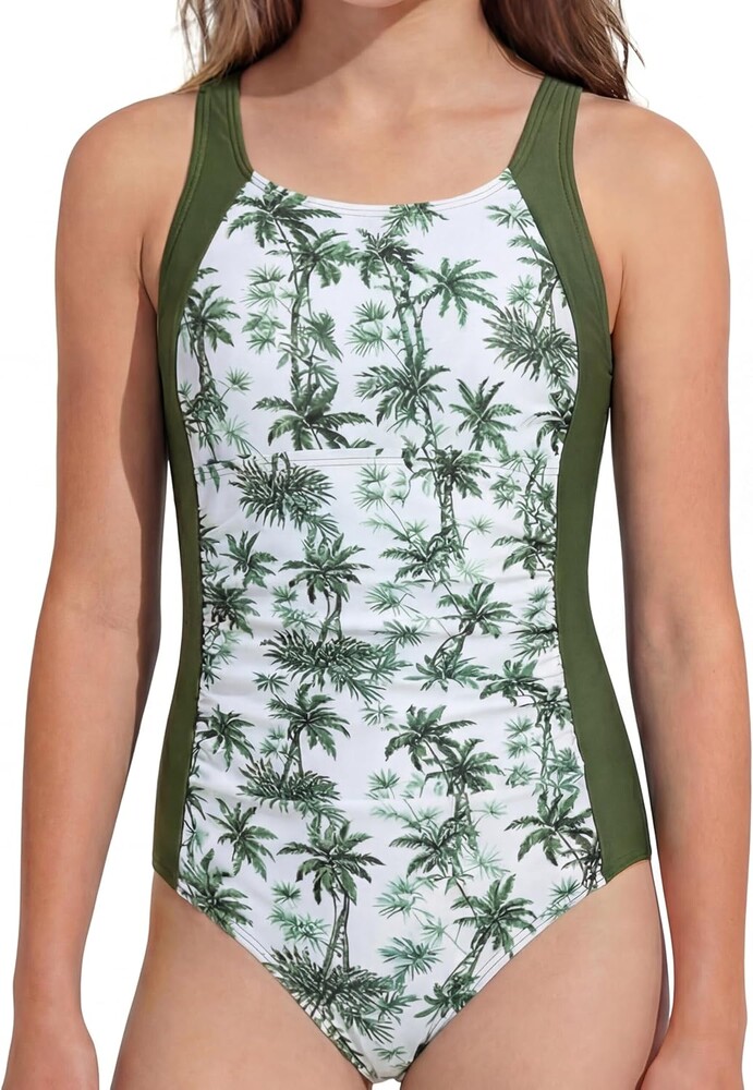GDTOGRT Girls Swimsuit One Piece Bathing Suit UPF 50+ Adjustable Straps Padded Swimwear 9-16