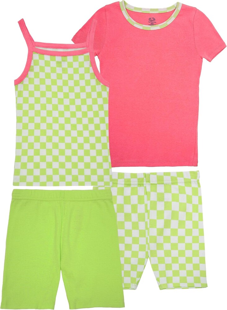 Fruit of the Loom Girls' Energize Snug Fit 4-piece Pajama Sleep Set