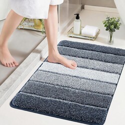 COSY HOMEER Bathroom Rugs 36 x 24, Ultra Soft Absorbent Bath Mat, Non-Slip TPR Backing Stays in Place, Machine Washable Shaggy Rug for Bathroom Floor, Dark Blue