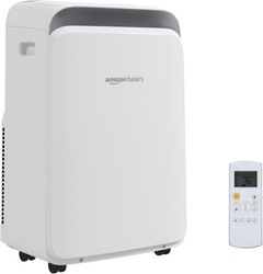 Amazon Basics 3-In-1 Portable Air Conditioner with Follow Me Remote, Timer, Sleep Mode, Auto Swing, Dehumidifier, 12000 BTU (ASHRAE), Cools Up to 550 Sqf Bedroom, White