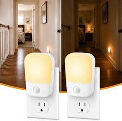 Night Lights Plug into Wall Dusk to Dawn Sensor | 2 Pack , 30/60LM Adjustable Brightness, 3000K Soft Warm, For Kids, Hallway, Bedroom, Bathroom, Kitchen