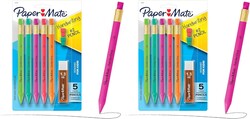 Paper Mate Handwriting Triangular Mechanical Pencil Set with Lead & Eraser Refills, 1.3mm, School Supplies, Office Supplies, Sketching Pencils, Drafting Pencil, Fun Barrel Colors, 8 Count (Pack of 2)